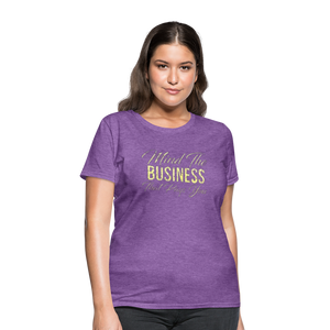 Women's Fruit of The Loom Business Print T Shirt - purple heather