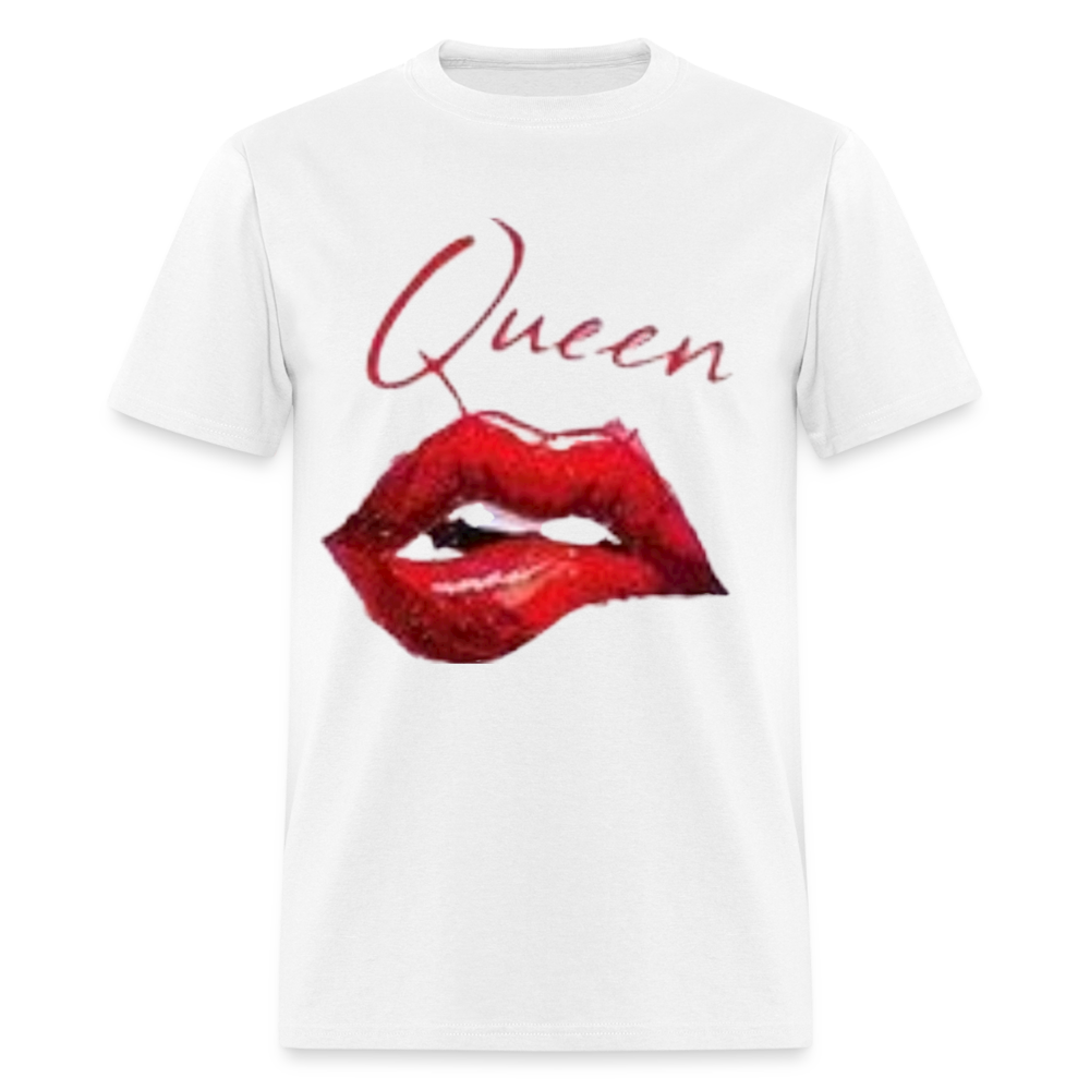 Unisex Classic Fruit of the Loom Queen Lips Print T Shirt - white