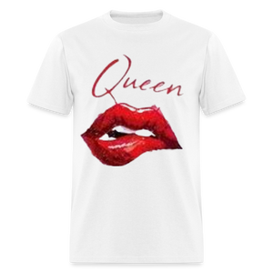 Unisex Classic Fruit of the Loom Queen Lips Print T Shirt - white