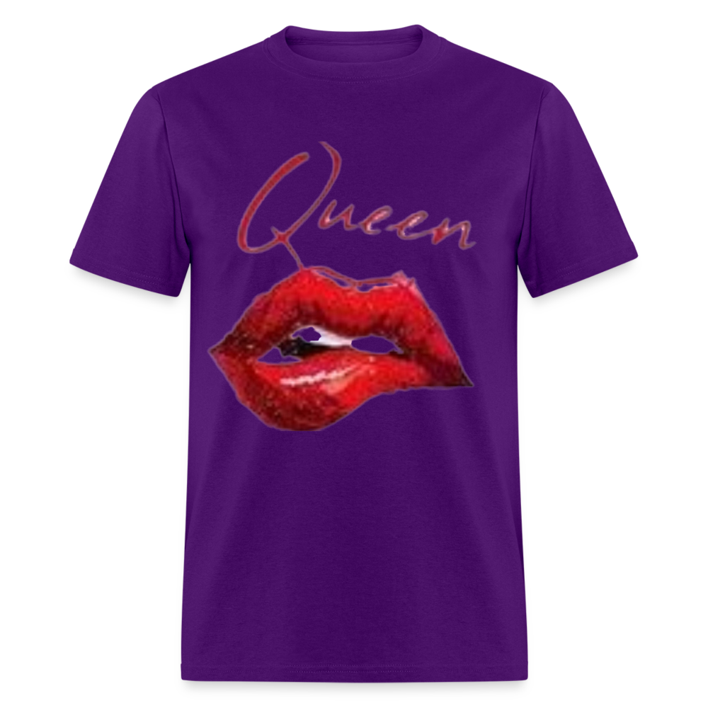 Unisex Classic Fruit of the Loom Queen Lips Print T Shirt - purple