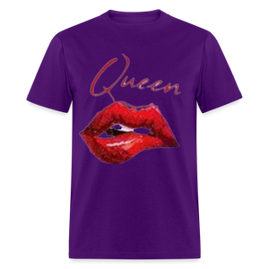 Unisex Classic Fruit of the Loom Queen Lips Print T Shirt - purple