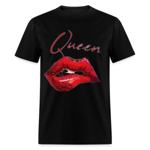 Unisex Classic Fruit of the Loom Queen Lips Print T Shirt - black