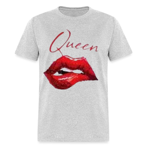 Unisex Classic Fruit of the Loom Queen Lips Print T Shirt - heather gray