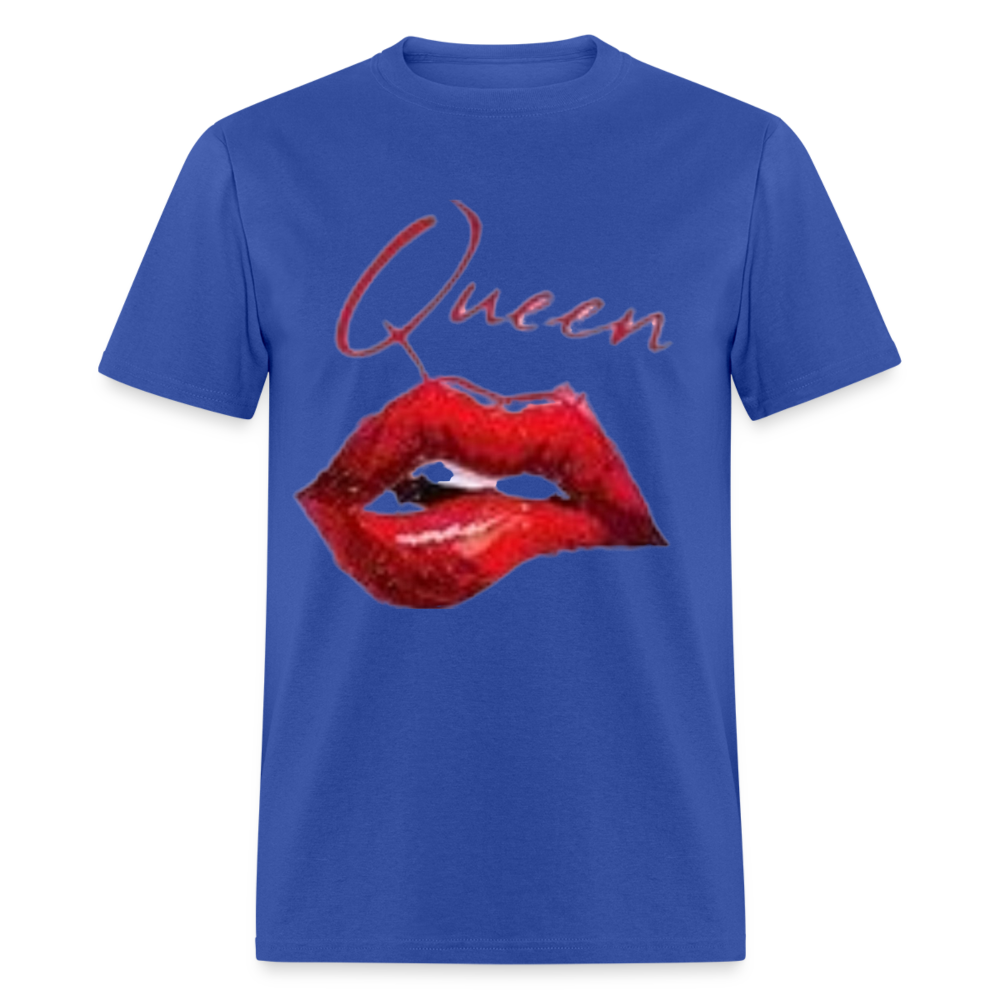 Unisex Classic Fruit of the Loom Queen Lips Print T Shirt - royal blue