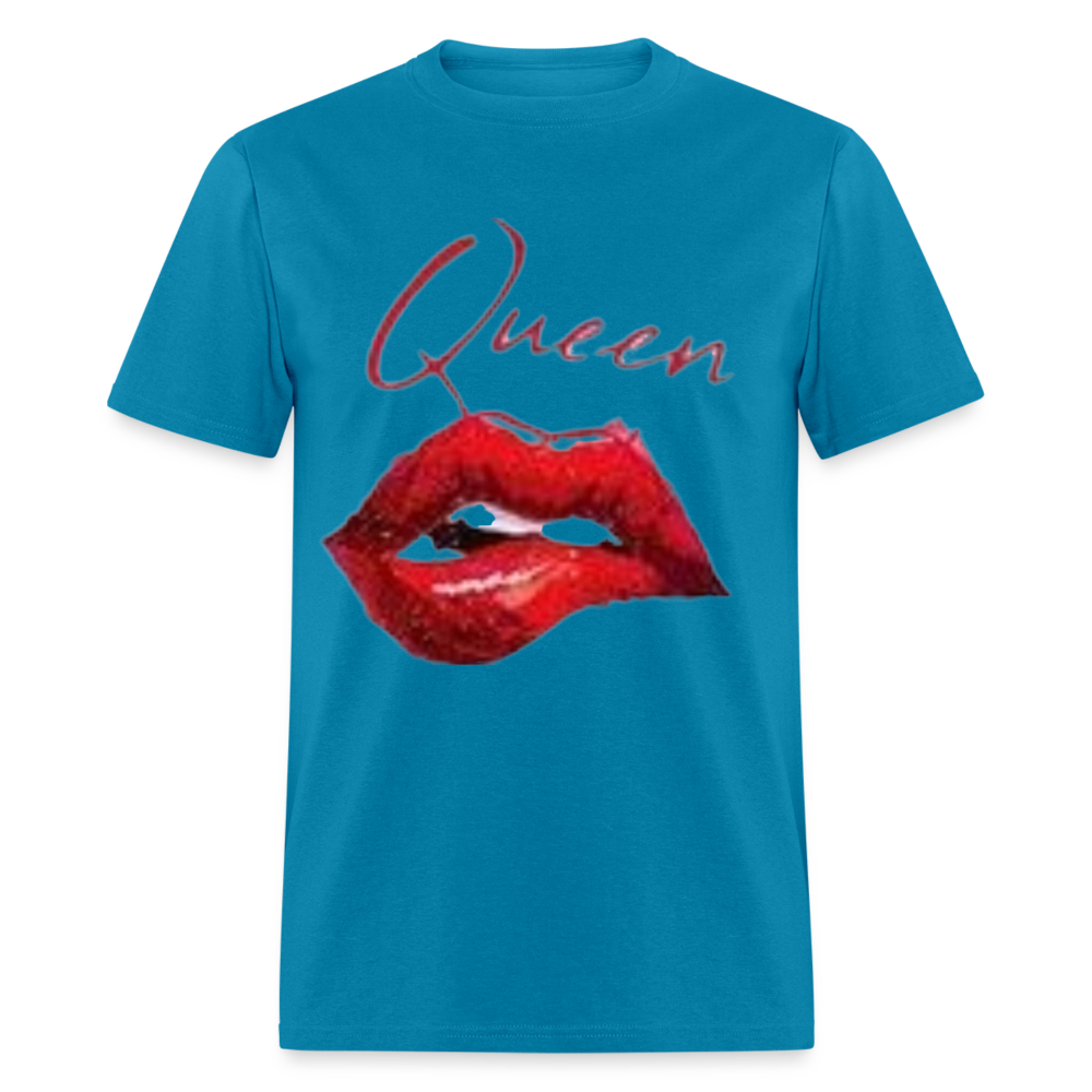 Unisex Classic Fruit of the Loom Queen Lips Print T Shirt - turquoise