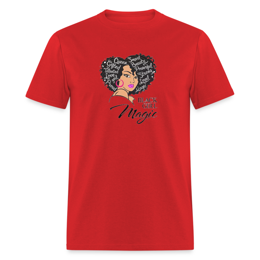 Women's Black Girl Magic Print T Shirt - red