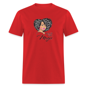 Women's Black Girl Magic Print T Shirt - red