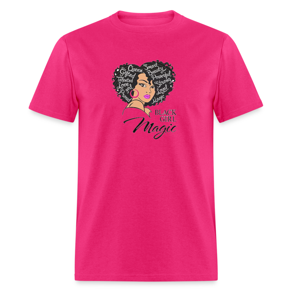 Women's Black Girl Magic Print T Shirt - fuchsia