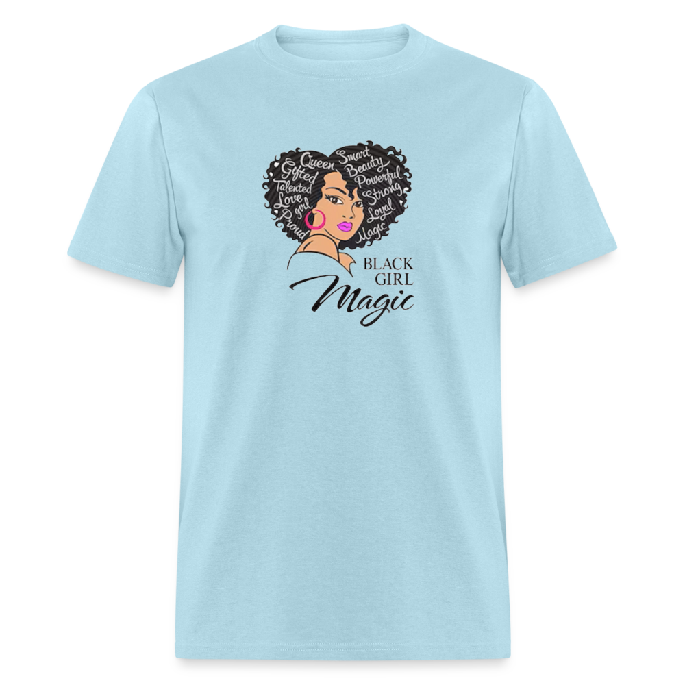 Women's Black Girl Magic Print T Shirt - powder blue