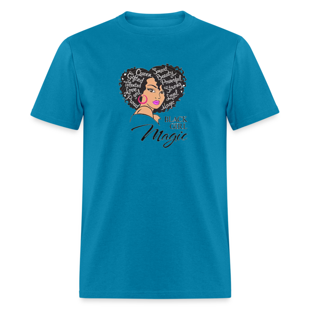 Women's Black Girl Magic Print T Shirt - turquoise