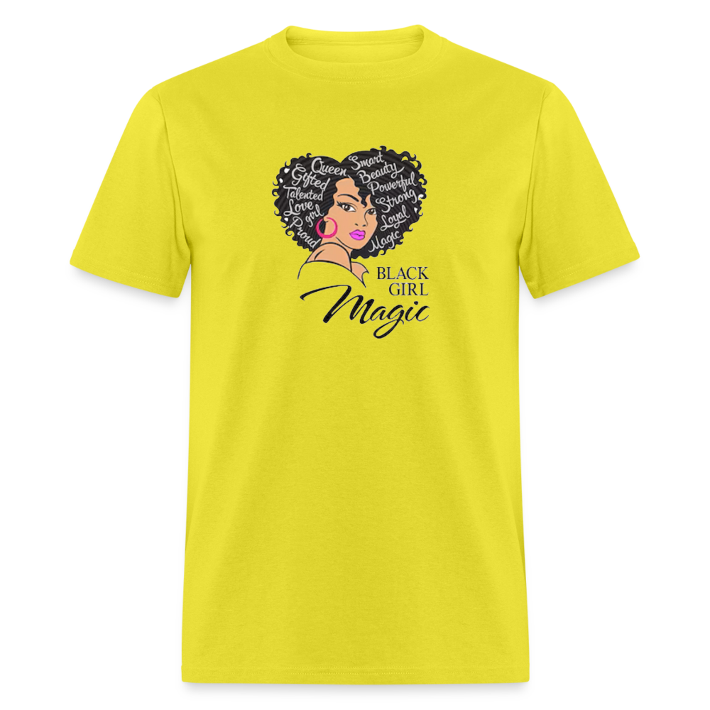 Women's Black Girl Magic Print T Shirt - yellow