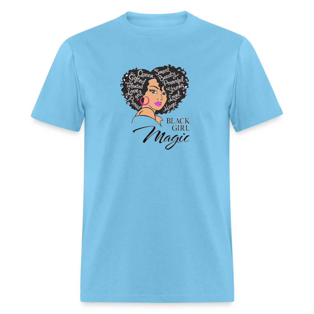 Women's Black Girl Magic Print T Shirt - aquatic blue