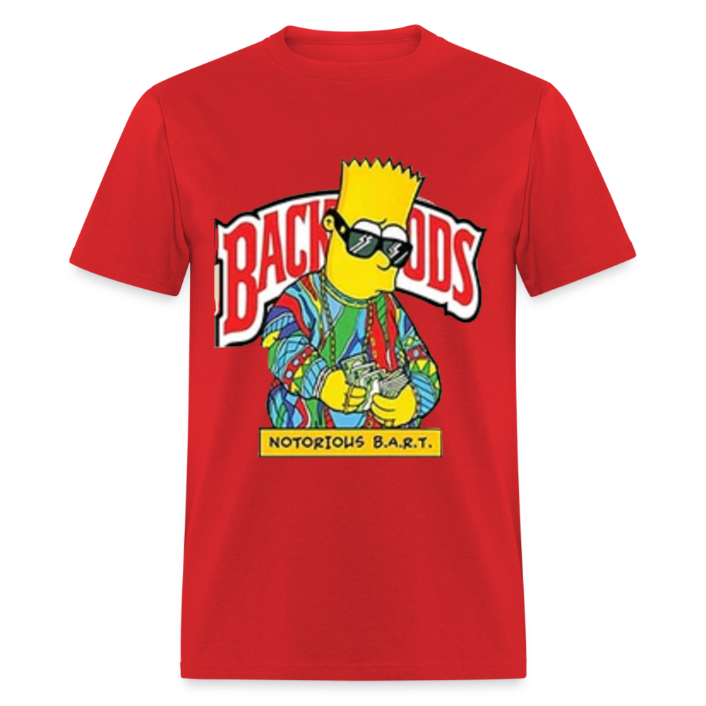 Unisex Classic Fruit of the Loom Backwoods Bart Print T Shirt - red