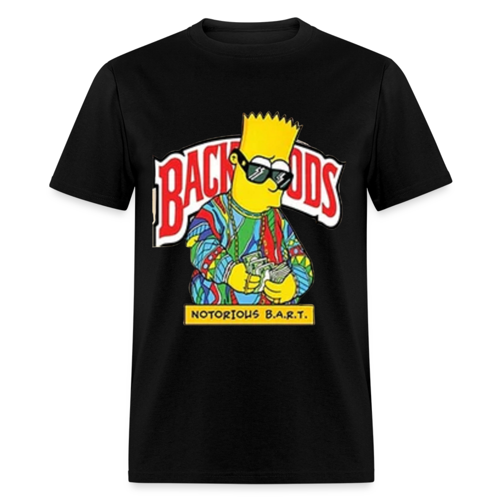 Unisex Classic Fruit of the Loom Backwoods Bart Print T Shirt - black