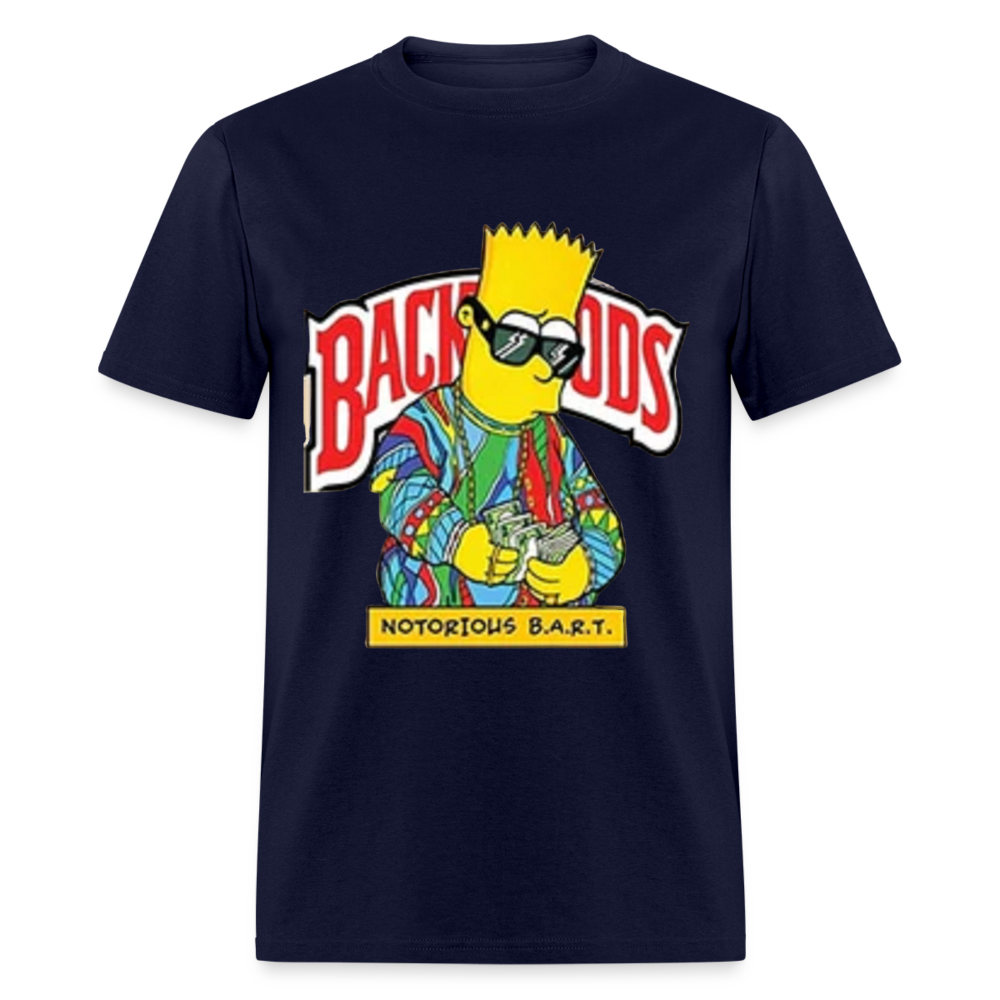 Unisex Classic Fruit of the Loom Backwoods Bart Print T Shirt - navy