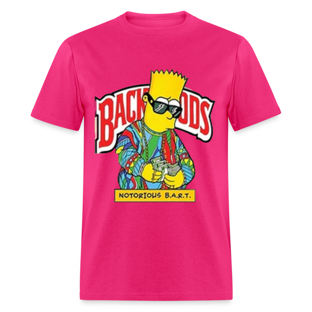 Unisex Classic Fruit of the Loom Backwoods Bart Print T Shirt - fuchsia