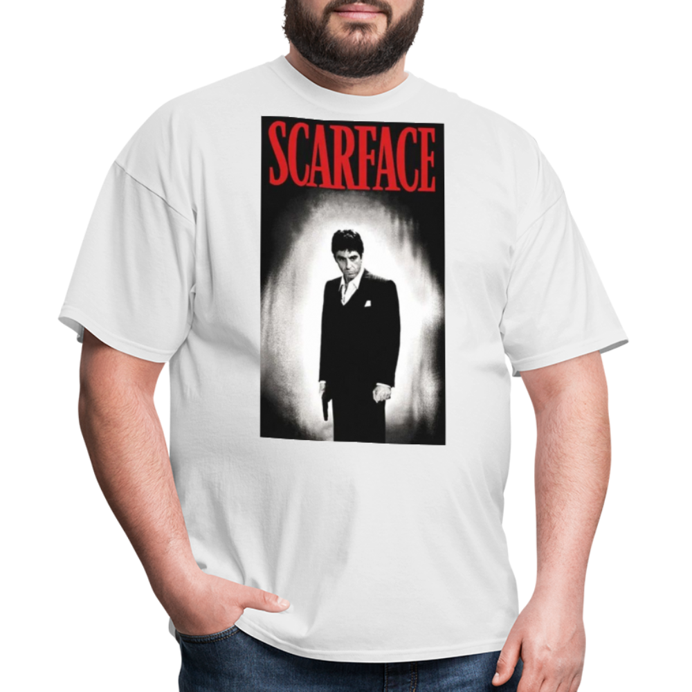 Men's 3D Tony Montana Scarface Fruit of the Loom Print T Shirt - white