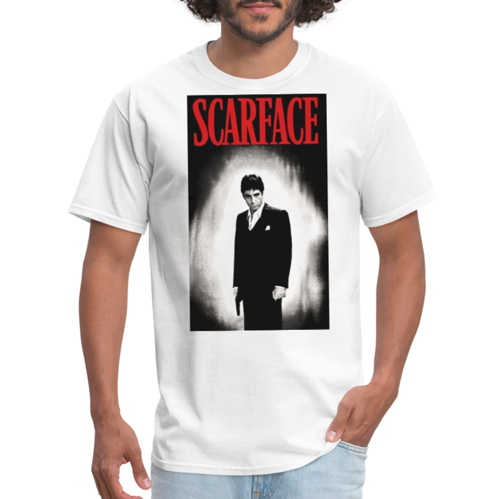 Men's 3D Tony Montana Scarface Fruit of the Loom Print T Shirt - white