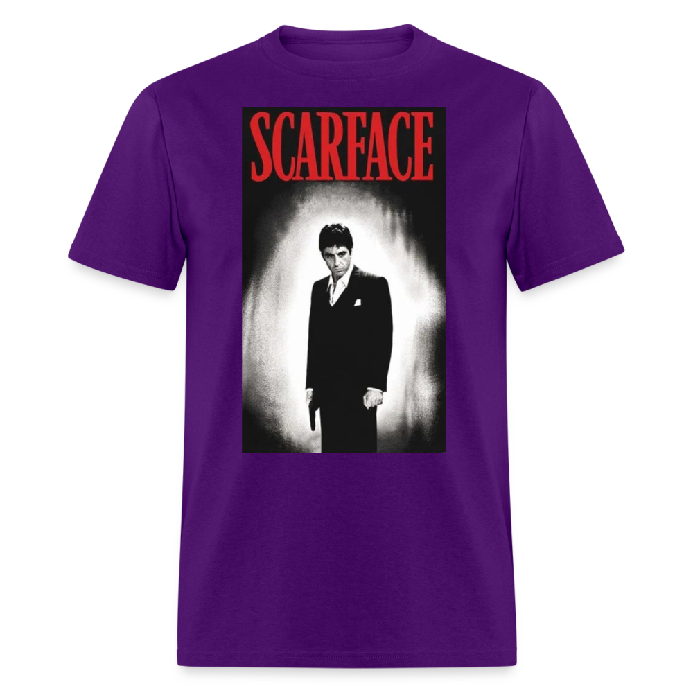 Men's 3D Tony Montana Scarface Fruit of the Loom Print T Shirt - purple