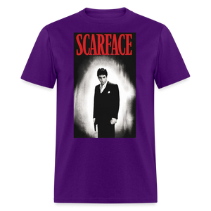 Men's 3D Tony Montana Scarface Fruit of the Loom Print T Shirt - purple