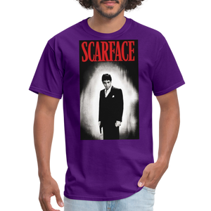 Men's 3D Tony Montana Scarface Fruit of the Loom Print T Shirt - purple