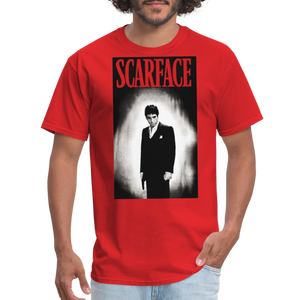 Men's 3D Tony Montana Scarface Fruit of the Loom Print T Shirt - red