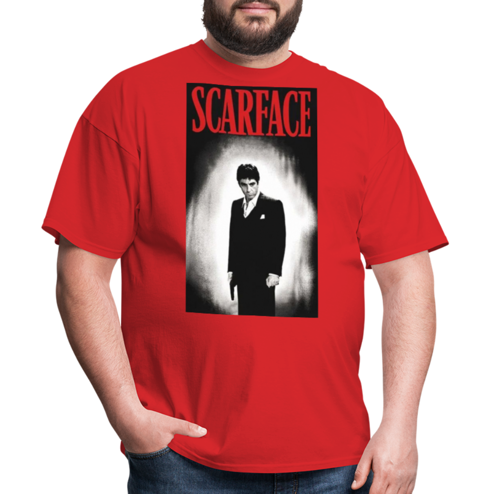 Men's 3D Tony Montana Scarface Fruit of the Loom Print T Shirt - red