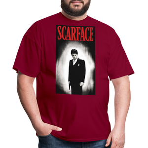 Men's 3D Tony Montana Scarface Fruit of the Loom Print T Shirt - burgundy