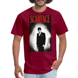 Men's 3D Tony Montana Scarface Fruit of the Loom Print T Shirt - burgundy