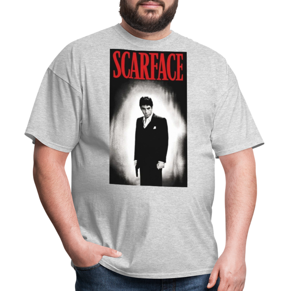 Men's 3D Tony Montana Scarface Fruit of the Loom Print T Shirt - heather gray