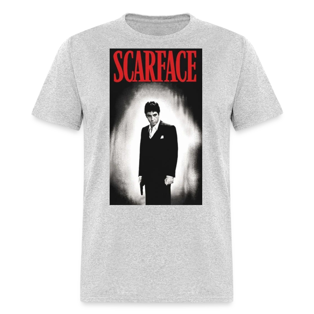 Men's 3D Tony Montana Scarface Fruit of the Loom Print T Shirt - heather gray