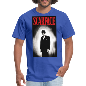 Men's 3D Tony Montana Scarface Fruit of the Loom Print T Shirt - royal blue