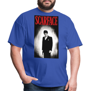 Men's 3D Tony Montana Scarface Fruit of the Loom Print T Shirt - royal blue