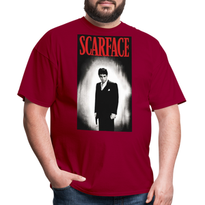 Men's 3D Tony Montana Scarface Fruit of the Loom Print T Shirt - dark red