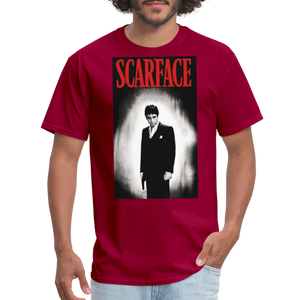 Men's 3D Tony Montana Scarface Fruit of the Loom Print T Shirt - dark red