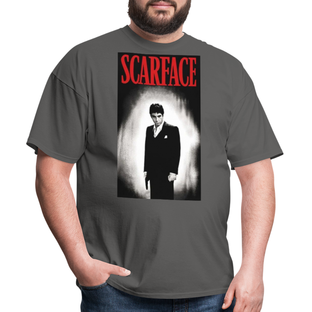 Men's 3D Tony Montana Scarface Fruit of the Loom Print T Shirt - charcoal