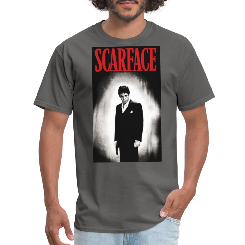 Men's 3D Tony Montana Scarface Fruit of the Loom Print T Shirt - charcoal