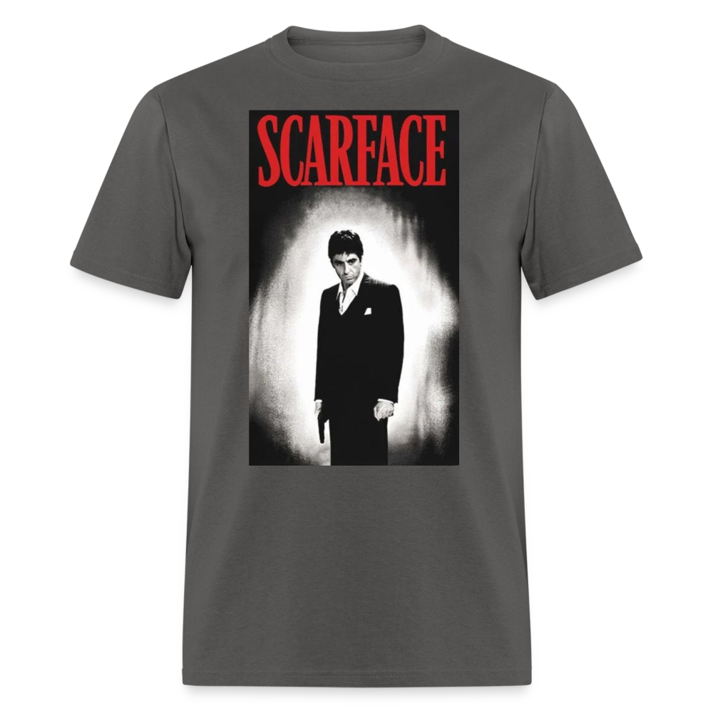 Men's 3D Tony Montana Scarface Fruit of the Loom Print T Shirt - charcoal