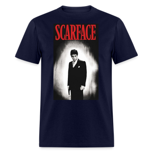 Men's 3D Tony Montana Scarface Fruit of the Loom Print T Shirt - navy