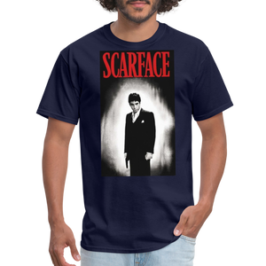 Men's 3D Tony Montana Scarface Fruit of the Loom Print T Shirt - navy