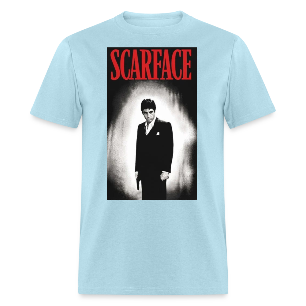 Men's 3D Tony Montana Scarface Fruit of the Loom Print T Shirt - powder blue