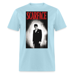 Men's 3D Tony Montana Scarface Fruit of the Loom Print T Shirt - powder blue