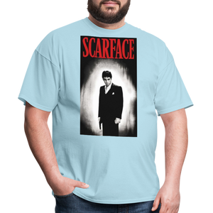 Men's 3D Tony Montana Scarface Fruit of the Loom Print T Shirt - powder blue