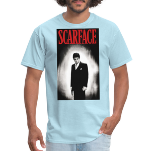 Men's 3D Tony Montana Scarface Fruit of the Loom Print T Shirt - powder blue