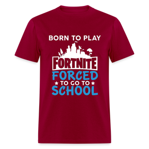 Adult Unisex Classic Born to Play Print T Shirt - dark red