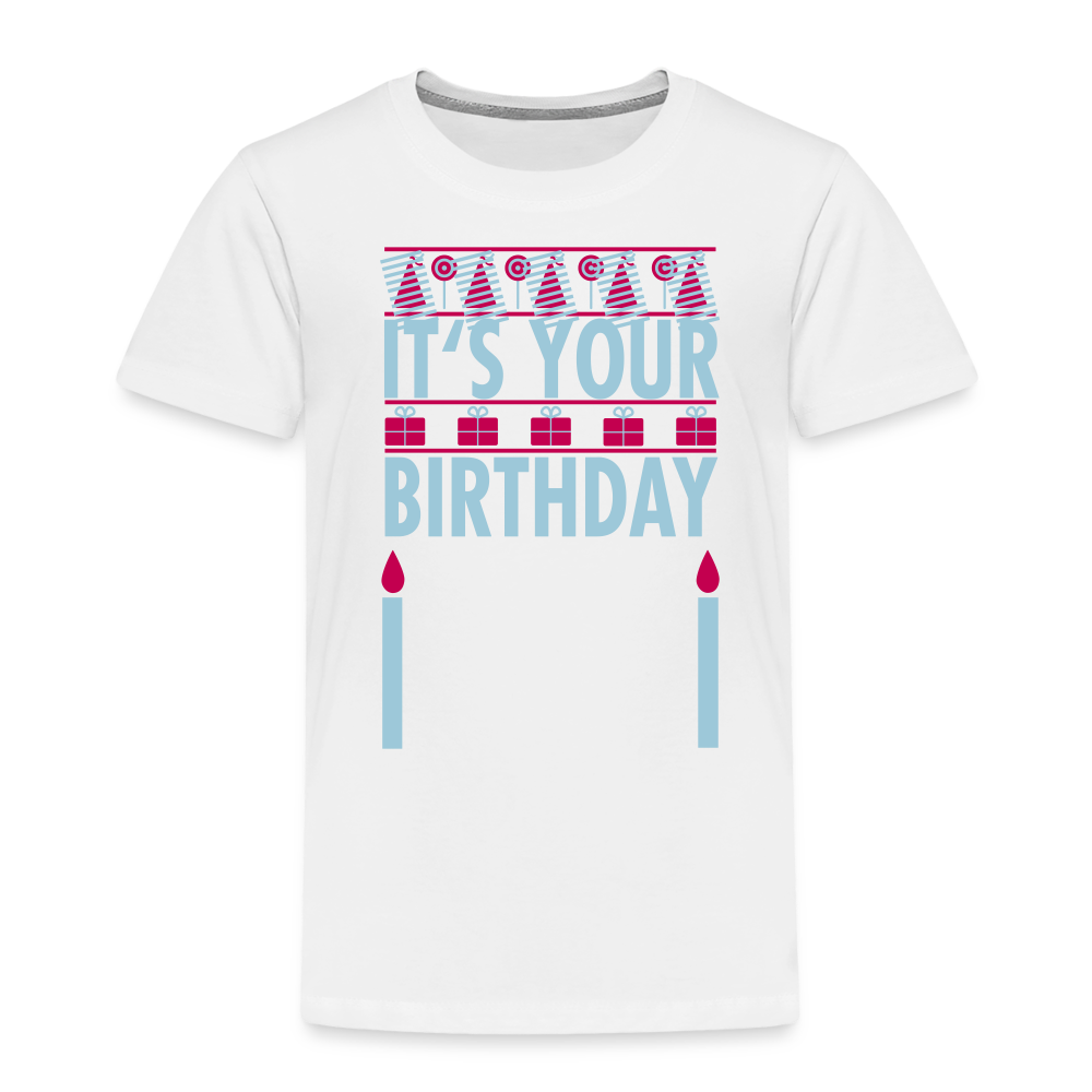 Girls Toddler Birthday Print T Shirt - white