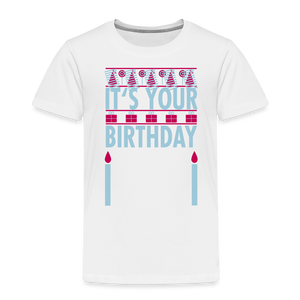 Girls Toddler Birthday Print T Shirt - white