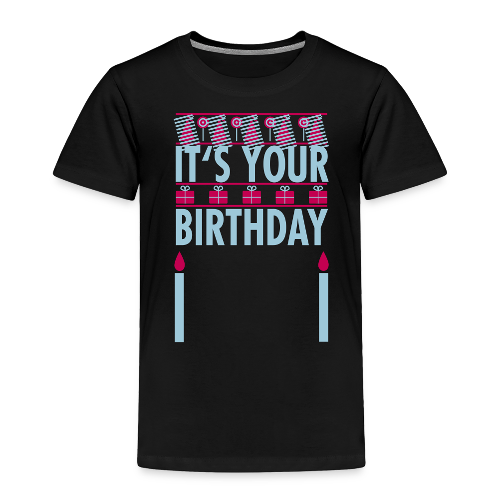 Girls Toddler Birthday Print T Shirt - black