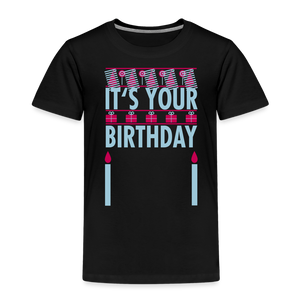 Girls Toddler Birthday Print T Shirt - black