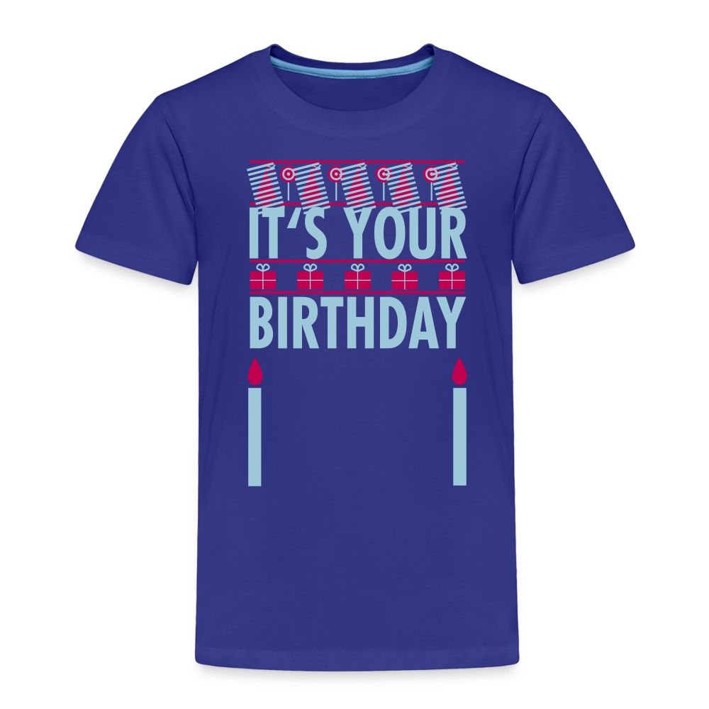 Girls Toddler Birthday Print T Shirt - royal blue